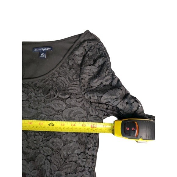 American Eagle Outfitters Dark Grey Lace Front Top - Medium - Picture 5 of 9